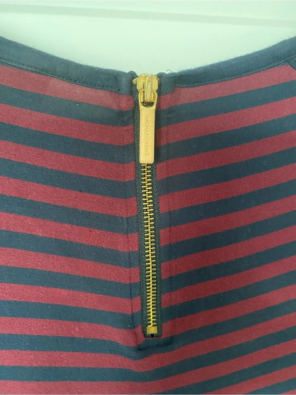 Michael Kors Navy and Burgundy Striped Long-Sleeve Tee